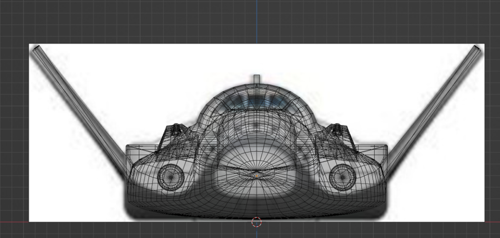 An image of the player spaceship's geometry (front facing).